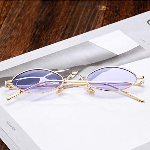 Image of COASION Vintage Small Oval Aesthetic Sunglasses Retro for Women Men Hippie Cool Metal Frame Sun Glasses