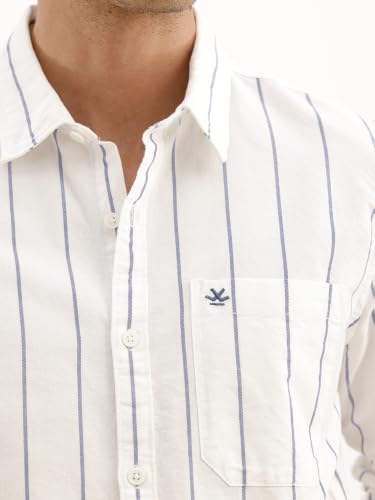 Image of WROGN Men's 100% Cotton Shirt | Yarn Dyed Stripe Print | Slim Fit