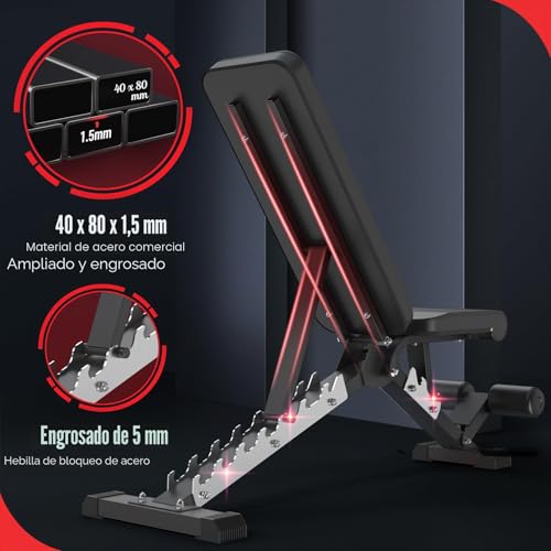 Miniatura 3 de Joroto Md60 Banco De Pesas Ajustable Banco De Entrnamiento De Musculación Plegable De Capacidad De 360 Kg Para Bench Press De Cuerpo Completo