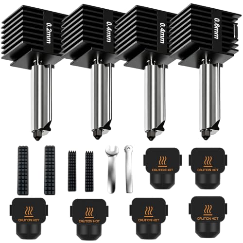 Bambu Lab A1 Mini /A1/A2L Hotend Kit�p 0.2/0.4/0.6mm 4�p�b�N ? ���C�N�C�b�N�X���b�v&�I�[�����^���q�[�g�u���[�N�t���d���X�`�[���m�Y���A300°C�����A6�V���R���\�b�N�X&A2L/A1/A1�~�j�m�Y��