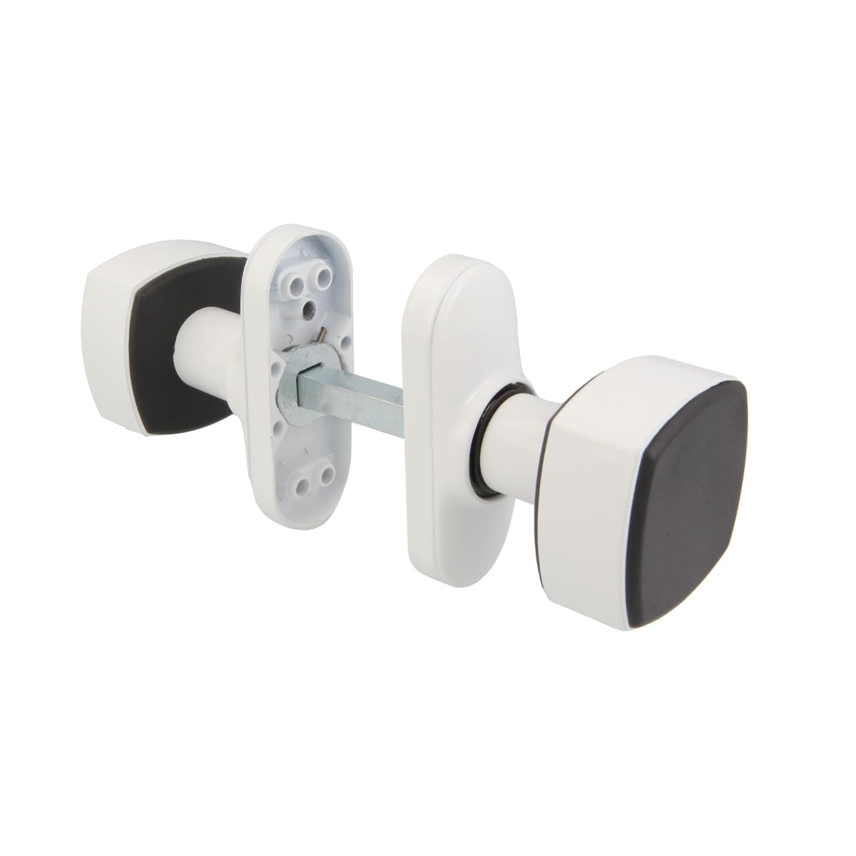 Amig - Juego de Pomos Cuadrados con Placa Estrecha Mod. 6807-81 x 31 mm - Para Puertas de Interior - Ideal en Dormitorios, Baños y Despachos - Aluminio Blanco