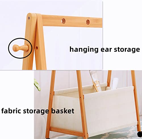 GLISOO Bamboo Garment Rack, 2-Tier,100% Bamboo Garment Rack with Top Hanging Rod and Bottom Storage Shelves, Indoor Plant Stand, Freestanding Clothes Hanging Rack, (Natural) (布套)