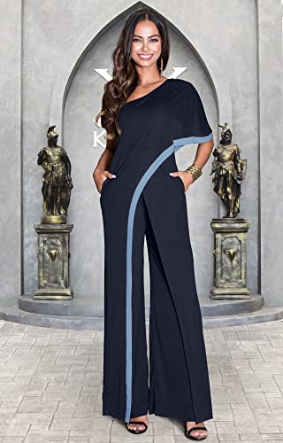 Image of KOH KOH Womens 2026 One Off Shoulder Asymmetric Long Pant Jumpsuit Romper