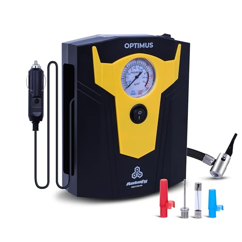 Image of Autofy OPTIMUS with 2 YEARS War'ranty' Car Tyre Inflator Pump Tyre Inflator for Car Air Pump for Tyres all Cars Sedan SUV Hatchback Bikes Cycles Tyre inflator Car Accessories (150 PSi 12V DC)