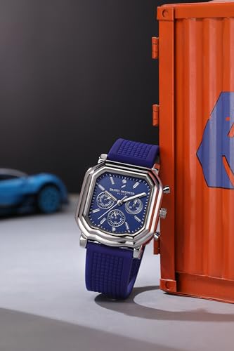 Image of Daniel Hechter Paris Moulin Collection Analog Watch for Men with Square Case, Luminous Hands & Markers, Multifunction Dial and Silicone Strap
