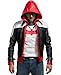 Canadian Leather Arkham Knight Red Hooded Bat Style Men's Vest and Jacket 2 in 1 Premium Quality PU (Medium)