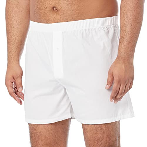 Amazon Essentials Men's Woven Cotton Boxer Short (Available In Big &Tall), Pack Of 5, White, Medium #TOP4