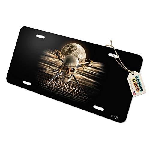 GRAPHICS & MORE Pirate Skull Crossed Swords Cutlasses Ocean Moon Novelty Metal Vanity Tag License Plate