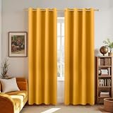 KOUFALL Yellow Mid Century Modern Curtains,Blackout Grommet Vintage Boho 50s 60s 70s Retro Curtains for Living Room Bedroom 84 Inches Long 2 Panels Set Light Sunflower