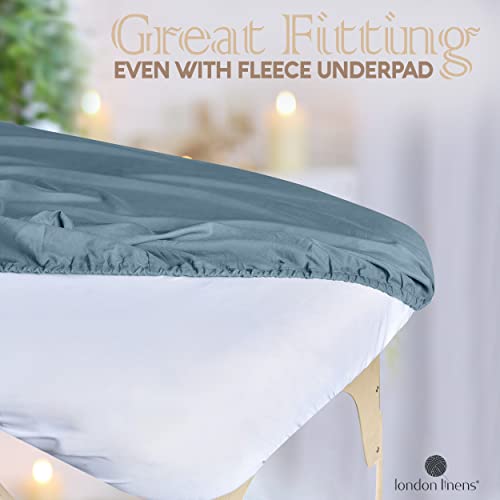 LONDON LINENS Soft Microfiber Massage Table Sheets Set 3 Piece Set - Includes Massage Table Cover, Massage Fitted Sheet, and Massage Face Rest Cover (Light Blue) - Thumbnail 6