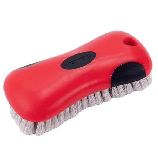 Mothers Soft Bristle Leather and Upholstery Car Cleaning Scrub Brush for Automotive, Home, Couch, Stain Remover, Red