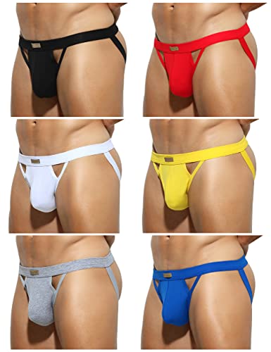 Arjen Kroos Men's Cotton Jockstrap Sexy Pouch Underwear 6 Pack Athletic Supporter
