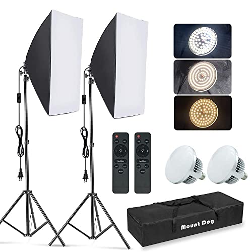 MOUNTDOG Two-Softbox Kit with tall adjustable stands for portrait lighting