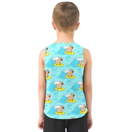 Capybara Surfing Wave Boys Tank Tops Toddler Tank Top Shirts Undershirts Quik Dry for Boy,3T3