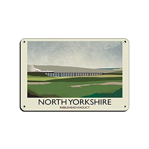 Vintage världsresa affisch stad North Yorkshire Ribblehead Viaduct retro affisch metall plåtskylt chic konst retro järnmålning bar människor grotta kafé familj garage affisch väggdekoration 20 x 30 cm (8 x 12 tum)