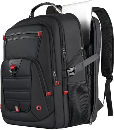 Z-MGKISS Extra Large Travel Backpack, Laptop Backpack, TSA Backpack 17.3 Inch, 50L Durable Anti Theft 17 Inch Big Business Backpack, Gifts for Men & Women, Water Resistant Bag with USB Port, Black