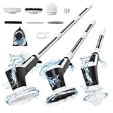 Minthouz Electric Spin Scrubber, Grout Cleaner Brush with 2 Speeds &6 Replaceable Brush Heads,IP68 Waterproof,Battery Display,Adjustable Extension Handle for Bathroom Kitchen Tile Floor Tub[Black]