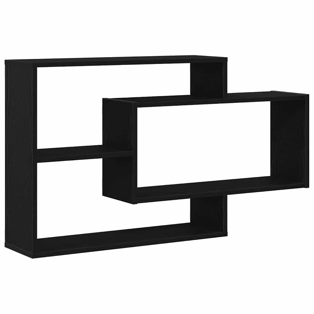 Étagère murale chêne noir meuble suspendu premium de 104 cm à niches