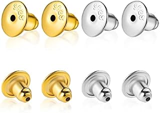 KINBOM 8pcs Bullet Locking Earring Backs, Earring Backings Hypoallergenic Earring Stoppers for Studs Earring Hooks
