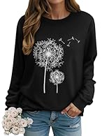 Material: 65% Polyester, 30% Cotton, 5% Spandex. Soft and Comfortable. Size: S-2XL. Features: Dandelion Graphic Print, Round Neck, Long Sleeve, Relaxed Fit, Casual Style. Match: Perfect match with your boots, skinny leggings, casual pants or denim pa...