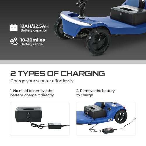 Image of 330lbs Max Weight, Electric Mobility Scooter for Adults 4 Wheel Mobility, 20miles Per Charge Electric Powered Wheelchair Power Scooters Blue