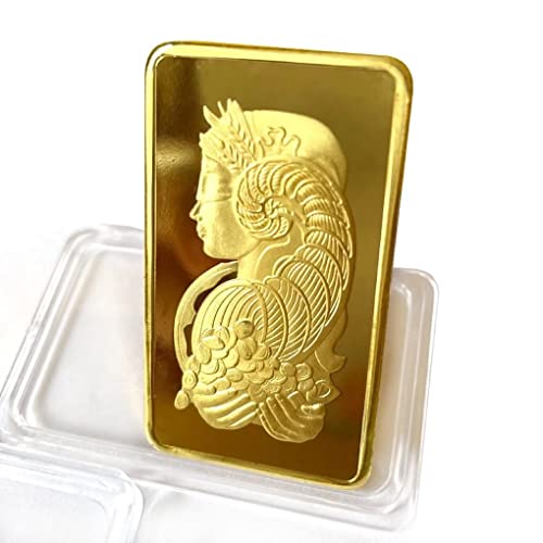 Suisse Lady Fortuna Goldbarren, simulierter vergoldeter Dollar-Goldbarren für Briefbeschwerer, Filmrequisite, Neuheit Geschenk