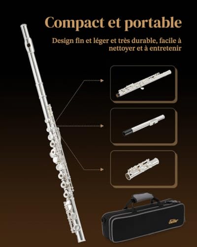 Eastar EFL-1 16 Keys Silver Plated Open/Close Hole C Flute – vue 7