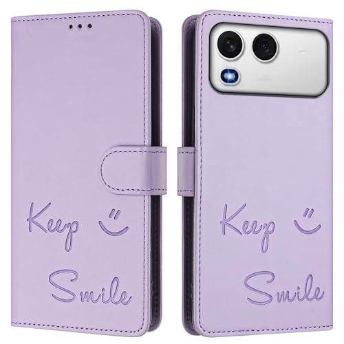 Funda tipo cartera para ITEL A200 4G/A200 PLUS 4G en el extranjero, funda de piel sintética con tapa en relieve, bloqueo RFID, soporte, cierre magnético y correa de muñeca. A05 morado