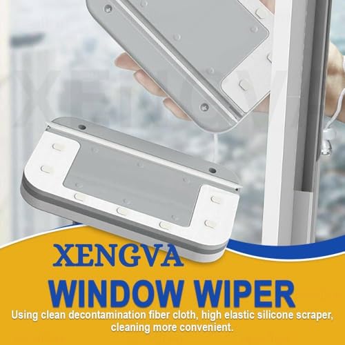 Image of Magnetic Window Glass Cleaner | Doublefaced Glass Cleaner | Double-Side Glazed Two Sided Wiper with 2 Extra Cleaning Cotton Squeegee Washing Equipment Household Magnet |