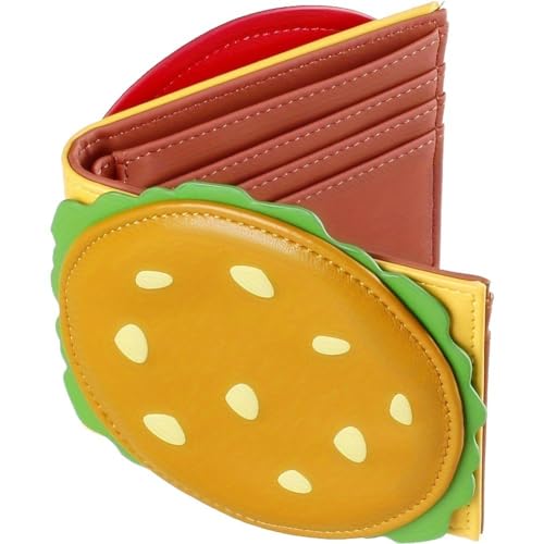 Cute Leather Wallets for Women, Burger Shaped Slim Wallet with Zipper Coin Purse, Blocking Wallet for Girls and Ladies4