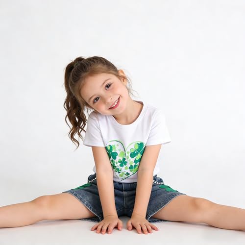 Image of Ayzozuy Kid Girl Clothes Shorts Set 2 Piece Outfits Summer Casual Short Sleeve Top and Shorts Set for Girls 4-7