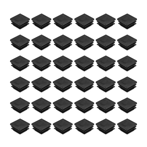 Image of uxcell 32Pcs Square Plastic Plugs, 32 x 32mm /1.26 x 1.26inch PE Pipe Tubing End Caps for 25-30mm /0.98-1.18inch Square Tube Furniture Chair Leg, Black
