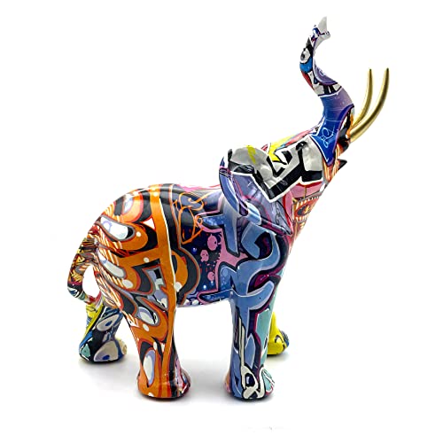 Funsxbug Colorful Art Elephant Statue Sculpture Figurine Collectible Gift Idea Home Decor Desktop Decoration (Large) #TOP3