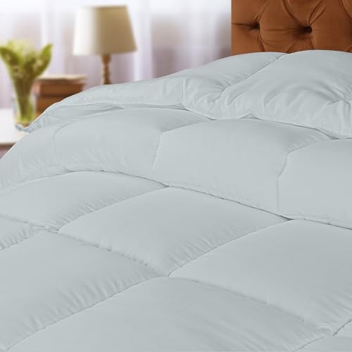 Image of Utopia Bedding Comforter Duvet Insert, Quilted Comforter with Corner Tabs, Box Stitched Down Alternative Comforters (Light Grey, 155 x 220)