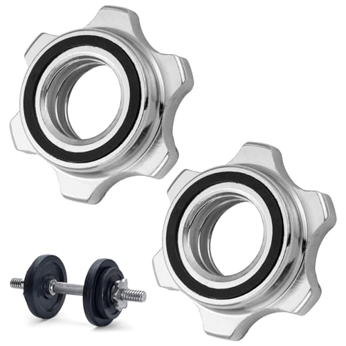ABOOFAN 2Pcs Barbell Collars Slip Nuts for Weight Lifting Iron Screw Caps for Dumbbell and Barbell Use Silver