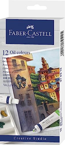 Faber-Castell Oil Paint Set: 12 Liquid Oil Paint Tubes (20ml), Oil Painting Supplies for Beginner and Hobby Artists