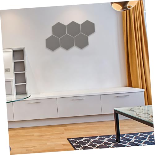6 paneles hexagonales para amortiguación acústica, alta densidad, tratamiento acústico para hogar, oficina y estudios, fácil instalación, resistentes al fuego, color gris miniatura 7