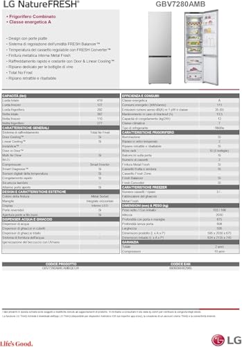 Frigorifero libera installazione Lg GBV7280AMB NatureFresh Metal sorbe - 24