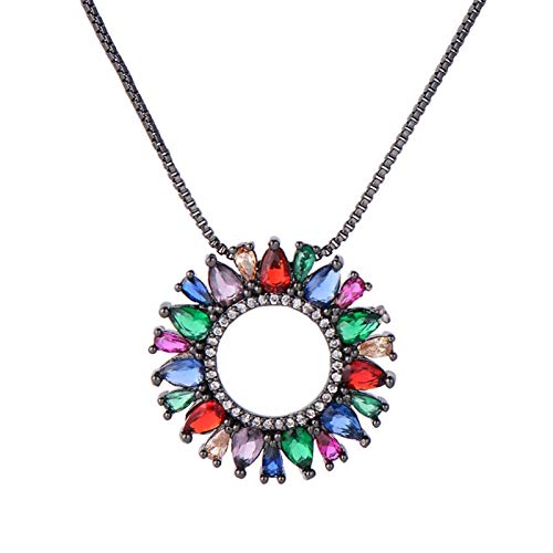 Collier fleur en cristal multicolore, le cadeau idéal pour femme avec son cercle