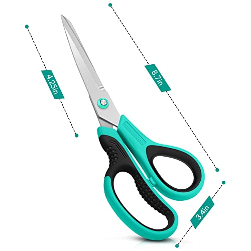 Scissors All Purpose, Huhuhero 8.7" Titanium Super Sharp Scissors Heavy Duty Blade Shears, Scissors For Office School Home Sewing Craft Supplies, Right/Left Handed Soft Comfort-Grip Set Of 3 #TOP4