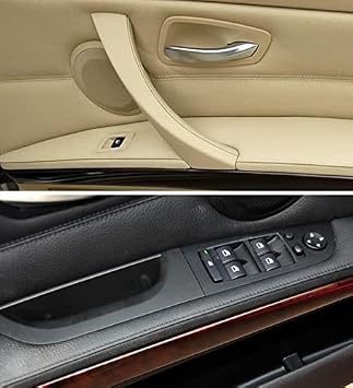 For E90 E91 3 Series 2004-2012 Right Left Interior Auto Accessories Car Inner Door Handle Panel Trim Cover Kit Car Roof Rack Cross Bars(Beige)