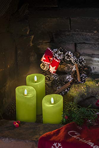 Venta Set Of 3 Realistic Flameless Green Led Candles With Remote Control - 4'' 5'' 6'' Electric Wickless Pillar Battery Operated Candles With Flickering Flame Timer #TOP7