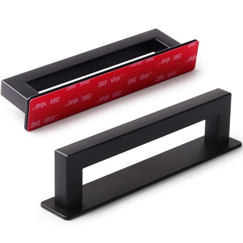 RVPEKUPE Adhesive Cabinet Handles Stick on Handle Self Stick Sliding Shower Door Handle 6" Black 14-Pack