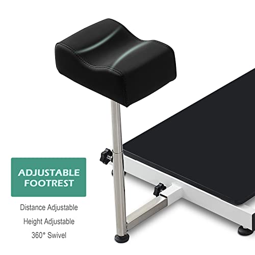 Okakopa Reclining Pedicure Station Hydraulic Height Adjustable, 360 Swivel Portable Pedicure Station Chair W/Footrest, Foot Basin, Adjustable Headrest (Black) #TOP5