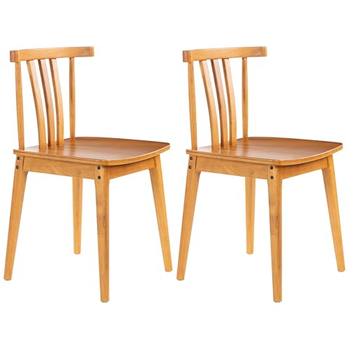 VDNEND Lot de 2 Chaise Salle à Manger Bois Massif, Chaise de Cuisine, Dossier Confortable, pour Salle à Manger, Salon, Cuisine, Chêne Foncé