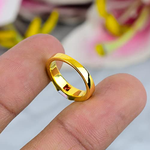 3 Piece Combo Statement Band For Girls/Amethyst Ring Garnet Ring Peridot Ring Solitaire Rings For Men & Woman / 925 Sterling Silver Baguette Ring/Romantic Jewelry / 4X4 Mm (Yellow Gold, 7.5) #TOP6