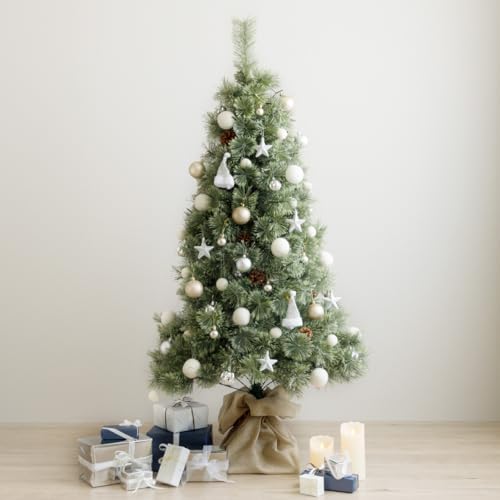 prefer christmas オーナメント付きクリスマスツリー 150cm ホワイト 組み立て おしゃれ かわいい christmas tree LEDライト付きの画像