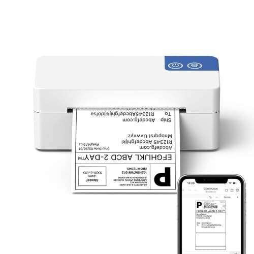 Image of Bluetooth Thermal Shipping Label Printer, 4x6 Portable Direct Thermal Printer, Compatible with iPhone, Android, Windows and Mac, Widely Used for USPS UPS Amazon Shopify Etsy, White