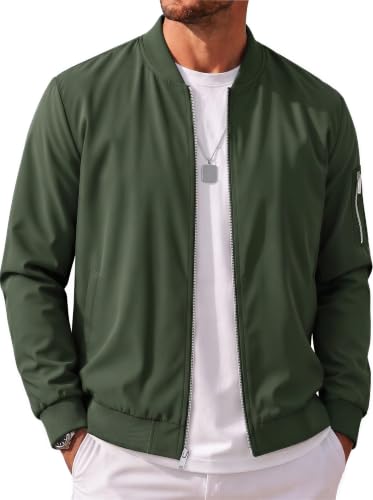 Image of MAGCOMSEN Men's Jacket Lightweight Windbreaker Bomber Jacket Windproof Casual Jacket Zip Up Coats Outwear with 5 Pockets