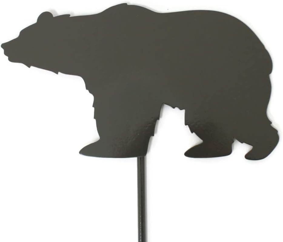 Animal Wildlife Style Steel Rustic or Powder Coated Metal Yard Stake (Bear 20" Tall, Bronze Charcoal)